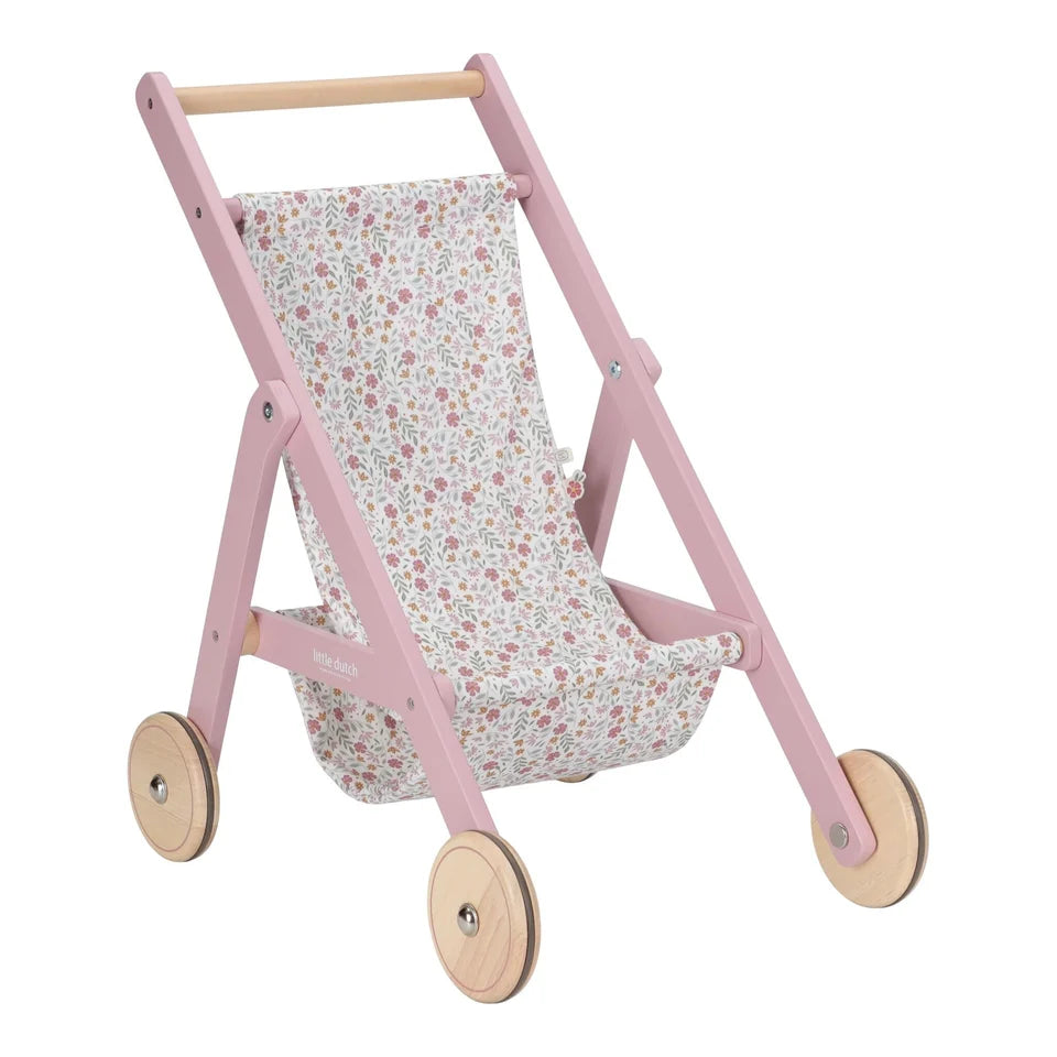 Little Dutch Puppenwagen aus Holz – Soft Flowers Rosa ✨ JETZT VORBESTELLEN