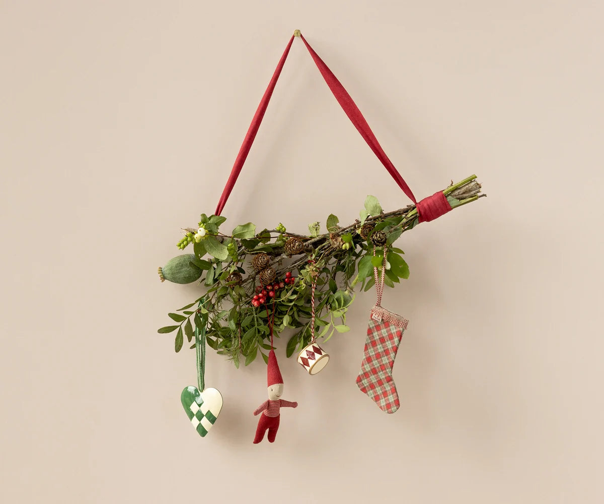 Maileg Weihnachtsornament Strumpf – Karo Rot