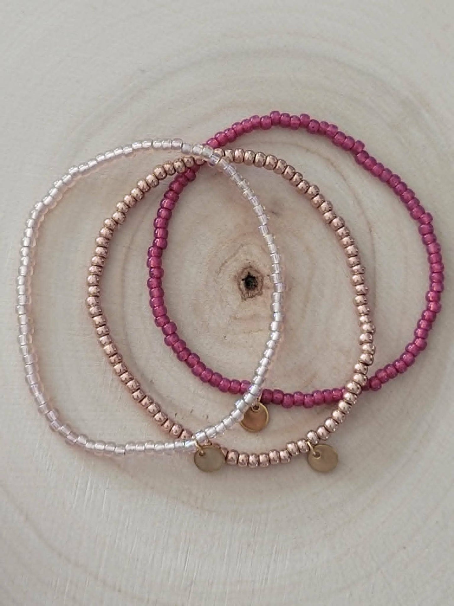 Miyuki Armband-Set: Pink/Beige