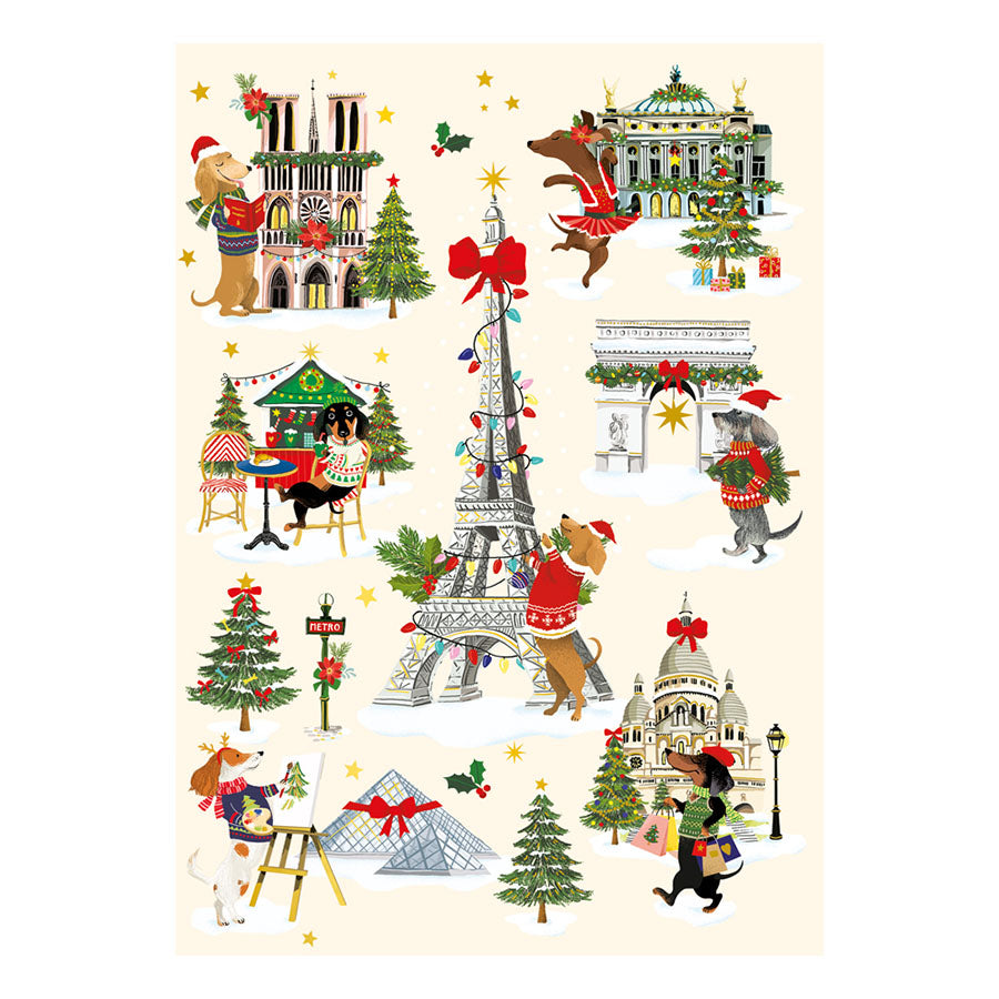 Cartes d’Art Notizbuch A5 – Weihnachtsdackel in Paris