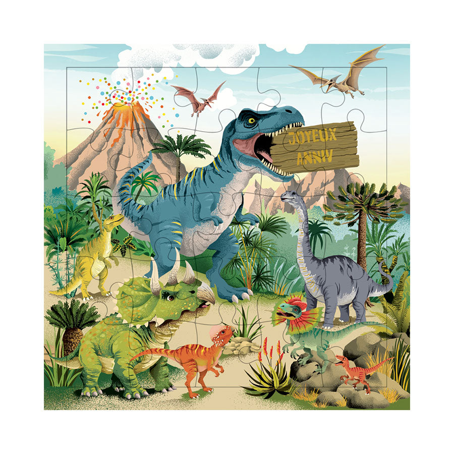 Cartes d’Art Puzzle-Grußkarte – Dinosaurier, 24 Teile