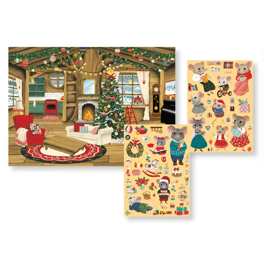 Cartes d’Art Sticker- und Posterset – Weihnachten im Mäusehaus