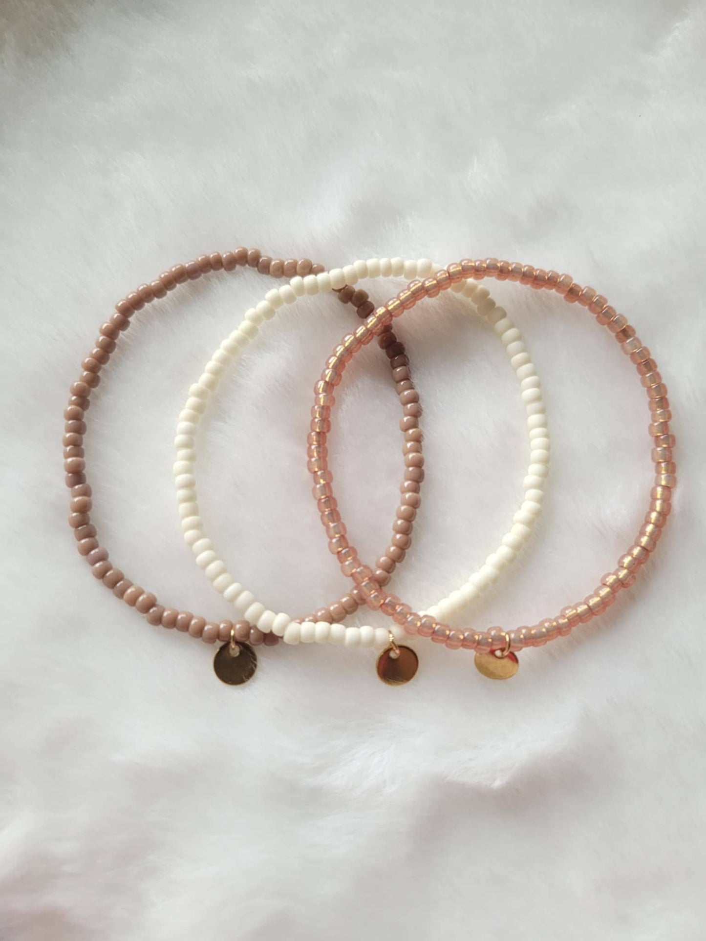 Miyuki Armband-Set: Rosé/Beige/Gold