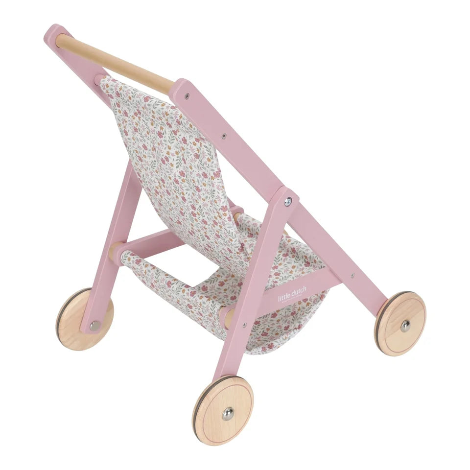 Little Dutch Puppenwagen aus Holz – Soft Flowers Rosa ✨ JETZT VORBESTELLEN