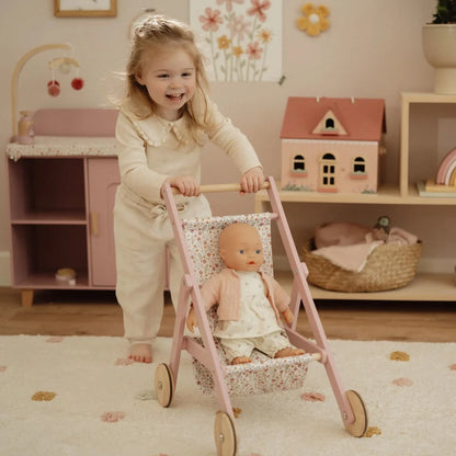 Little Dutch Puppenwagen aus Holz – Soft Flowers Rosa ✨ JETZT VORBESTELLEN