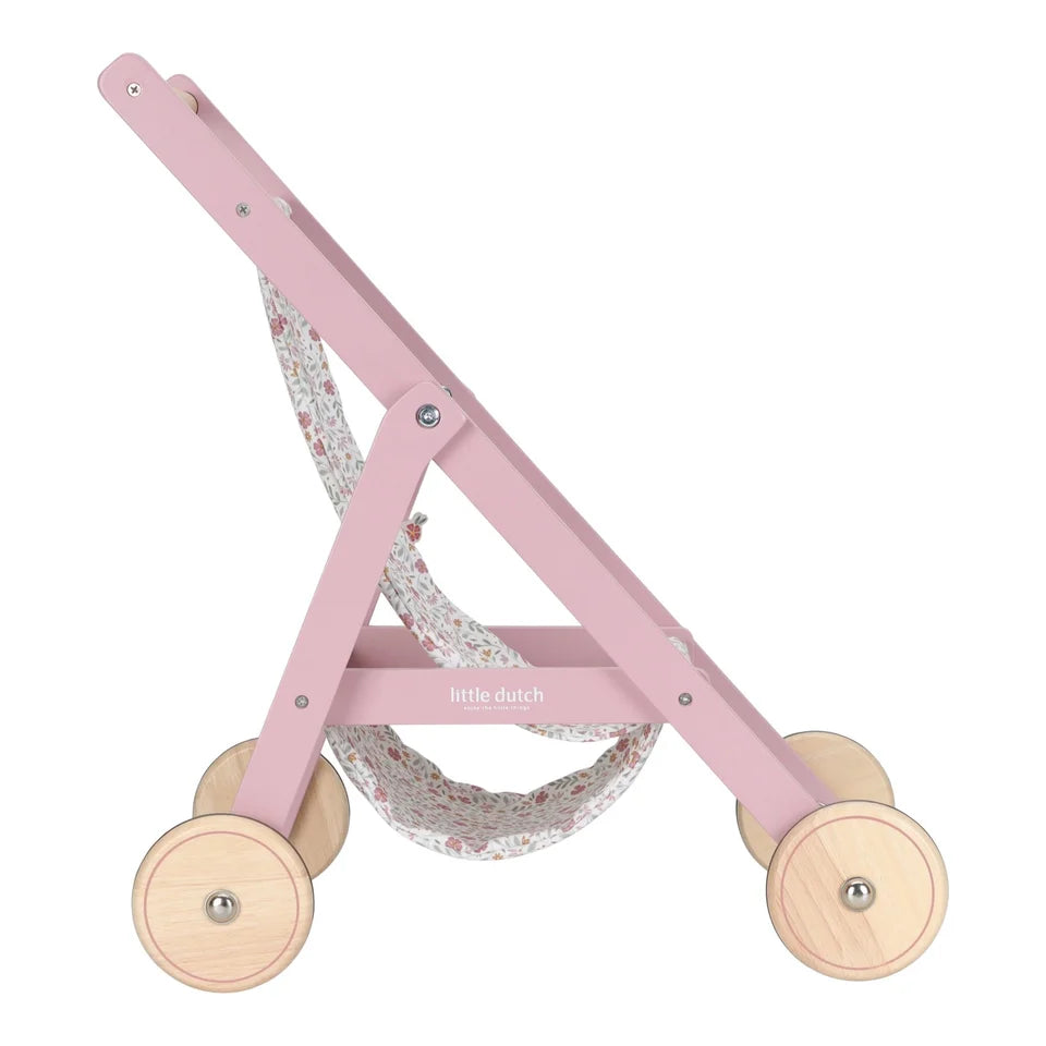 Little Dutch Puppenwagen aus Holz – Soft Flowers Rosa ✨ JETZT VORBESTELLEN