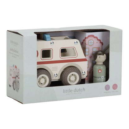 Little Dutch Holz-Ambulanz mit Figur – Weiß ✨ JETZT VORBESTELLEN