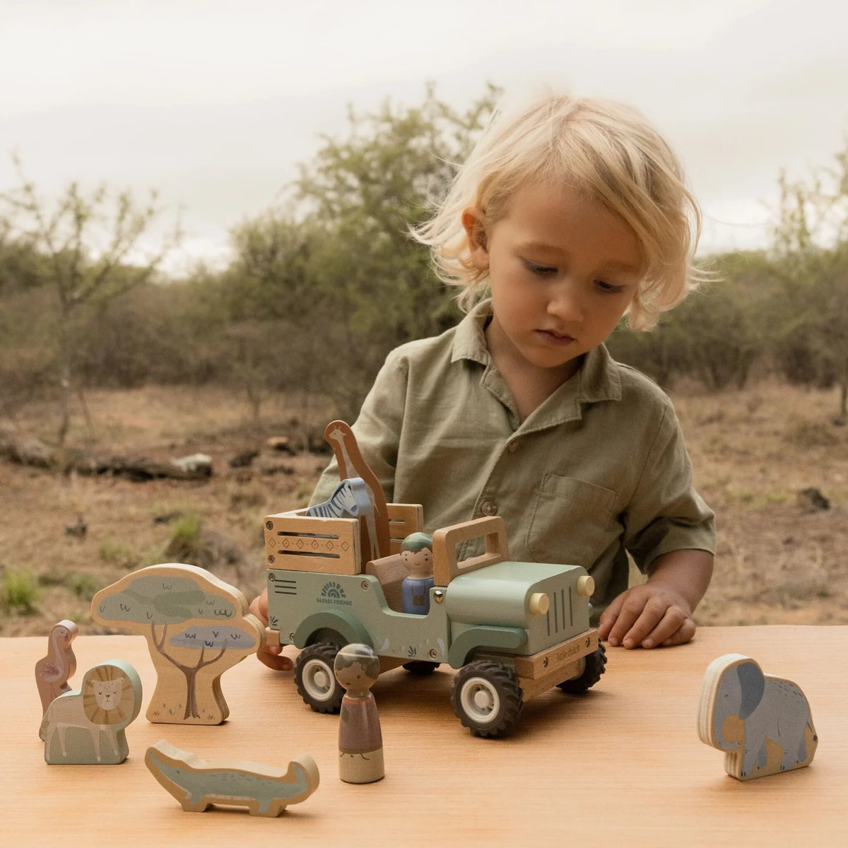 Little Dutch Safari-Auto aus Holz mit Tieren