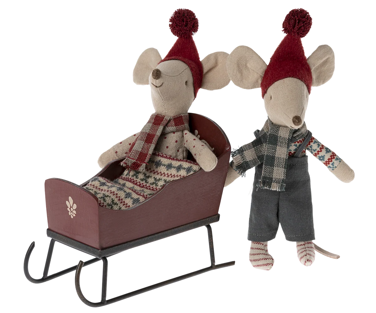 Maileg Schlitten – Maus – Rot