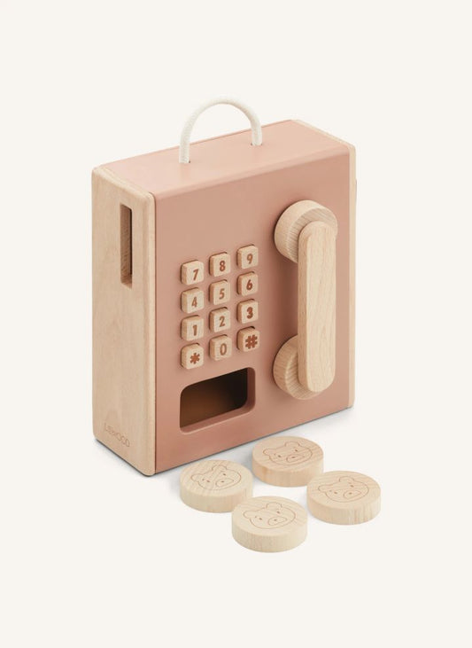 LIEWOOD Rufus Spielzeug-Telefon aus Holz – Rosa