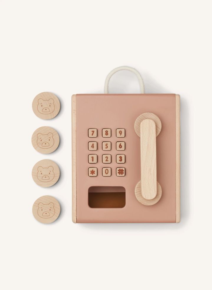 LIEWOOD Rufus Spielzeug-Telefon aus Holz – Rosa