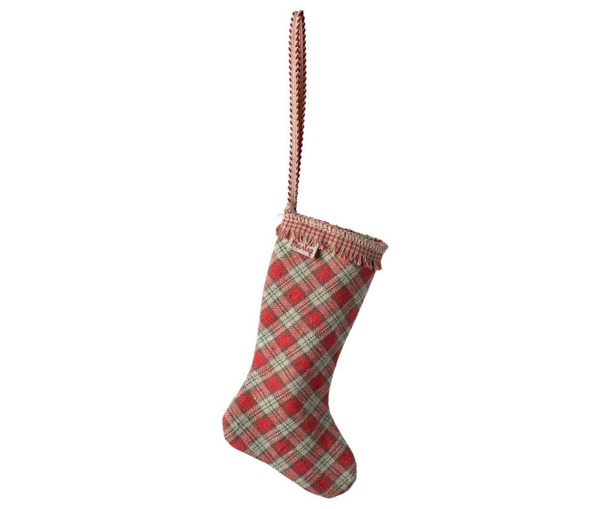 Maileg Weihnachtsornament Strumpf – Karo Rot