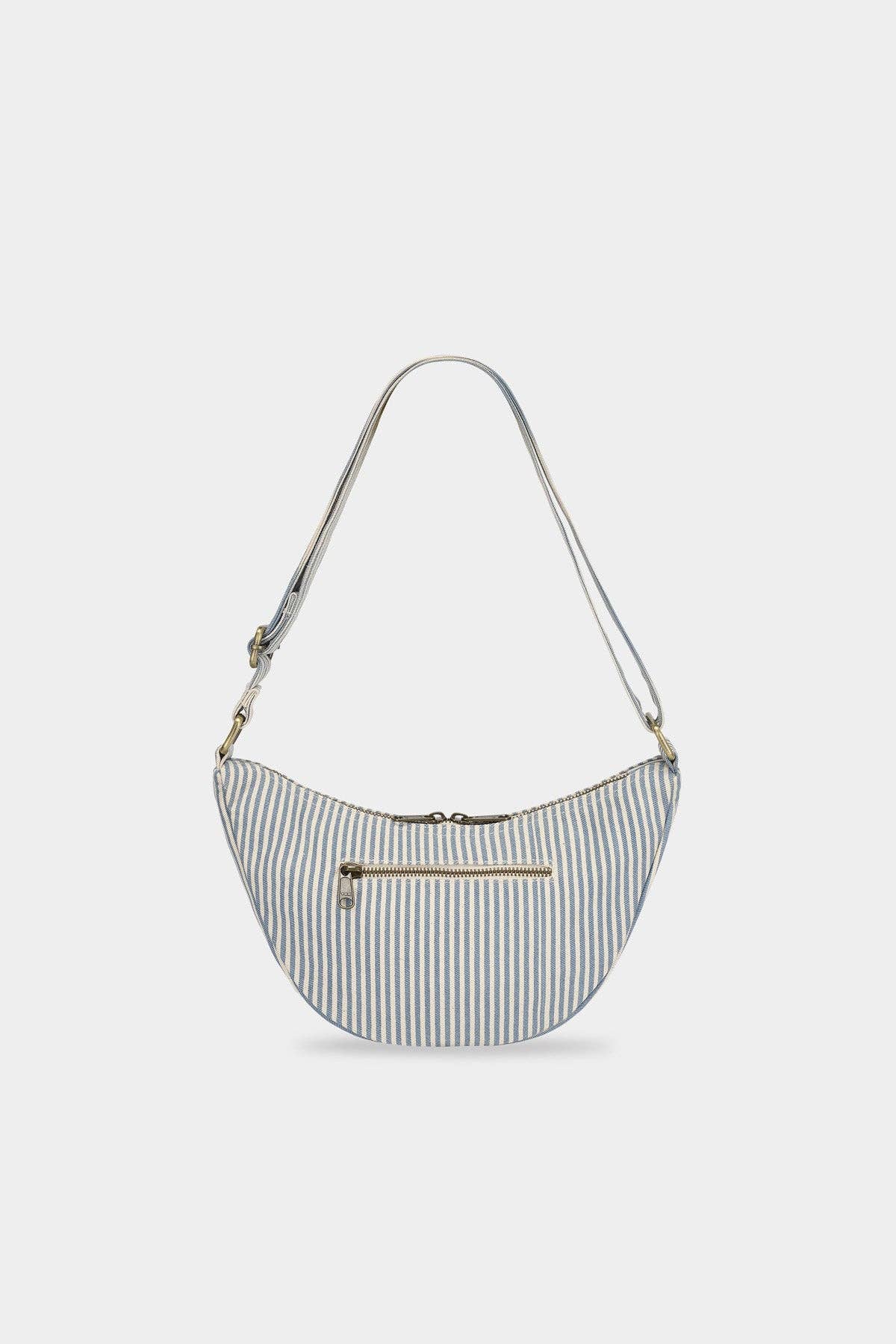 Hindbag Halbmondtasche Andrea – Blau gestreift