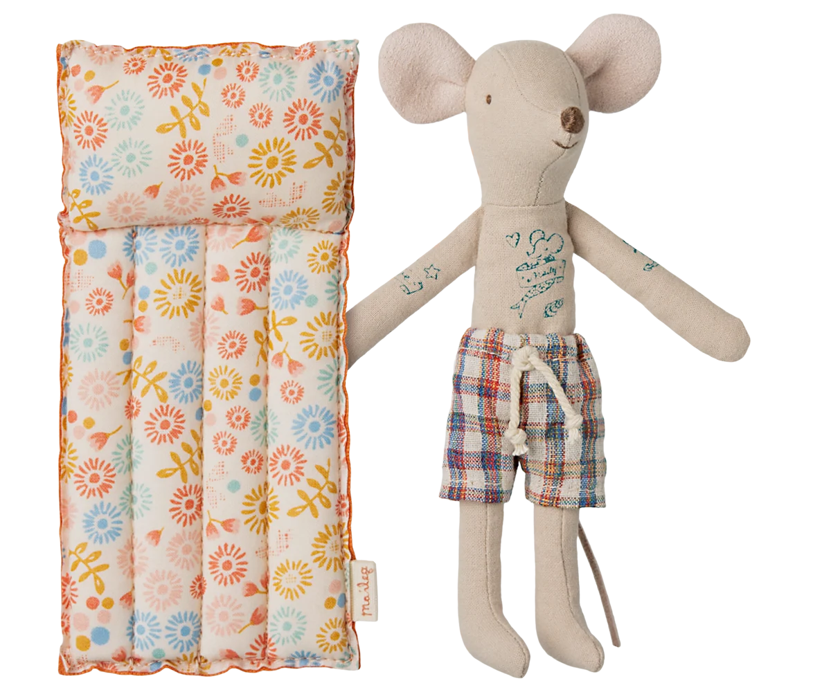 Maileg Strandmaus mit Luftmatratze – Papa – Blumen