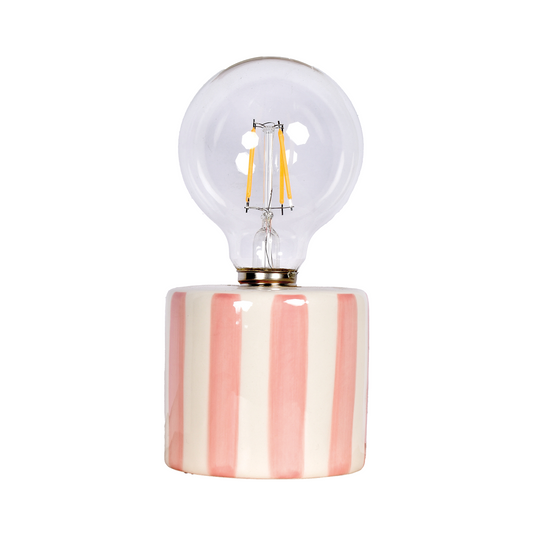 Pink Stripe LED Keramiklampe
