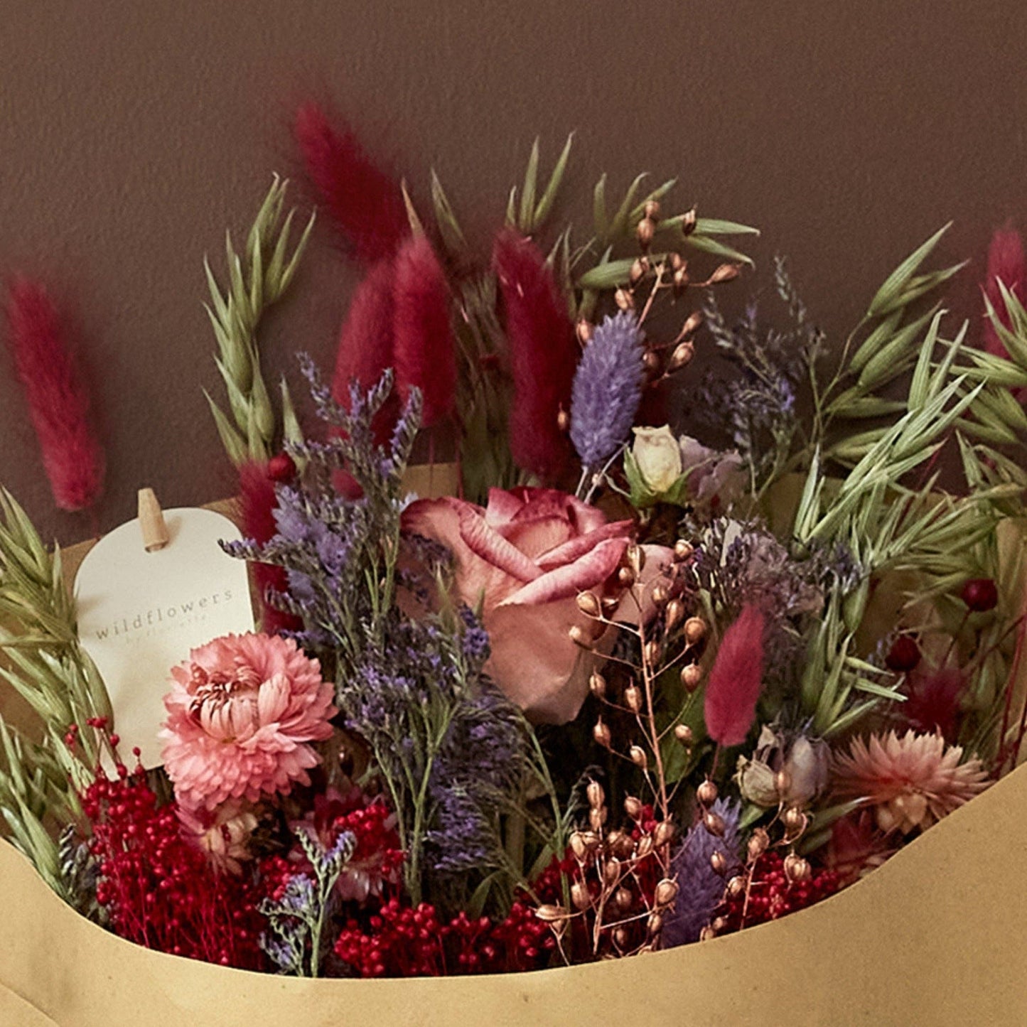 Trockenblumenstrauß Red Romance – 35 cm