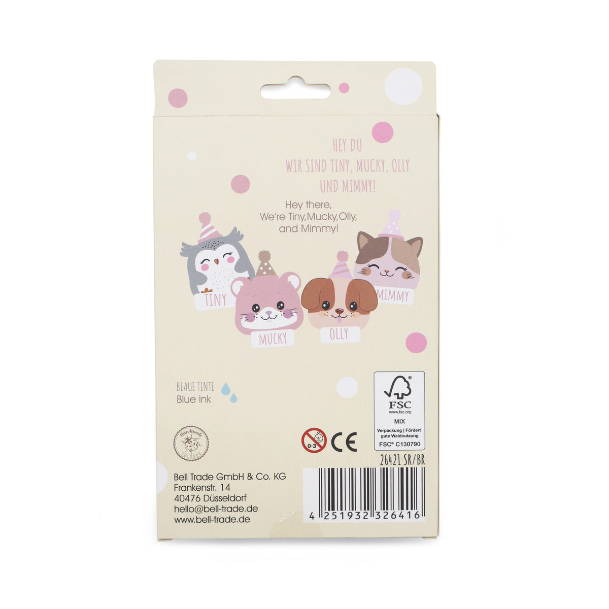 Radierbare Gelstifte Party Animals – 4er-Set mit Tiermotiven