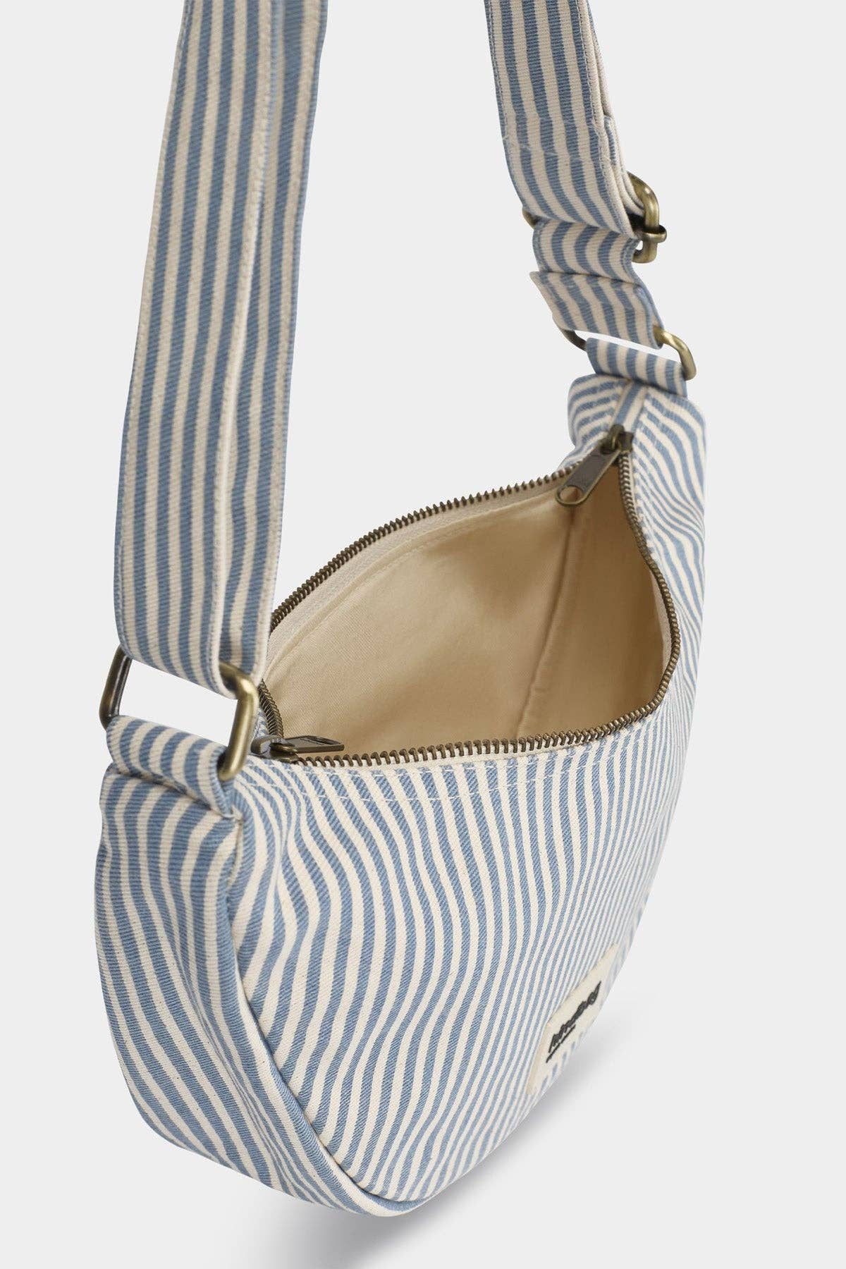Hindbag Halbmondtasche Andrea – Blau gestreift