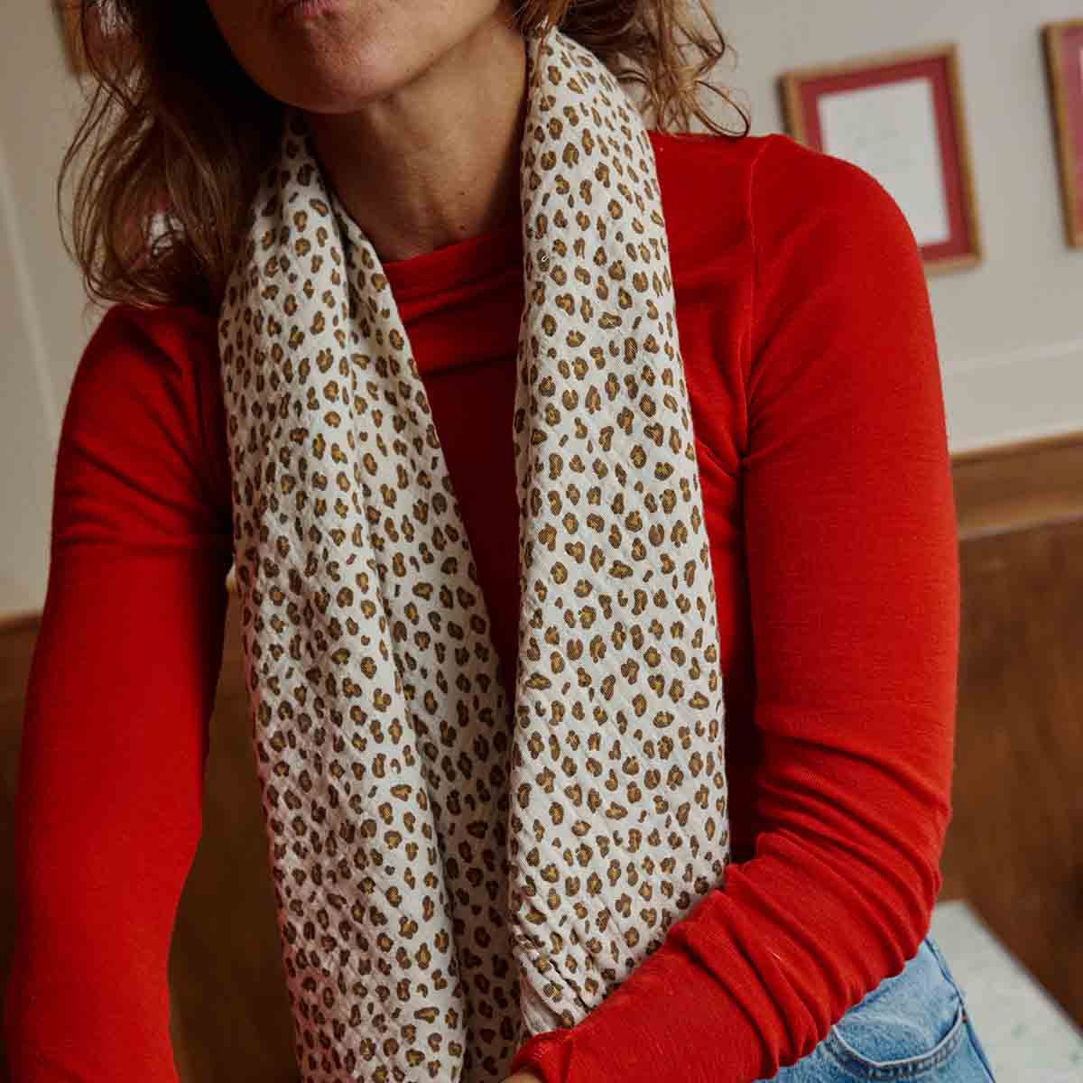 Rose in April Schal BIANCA – Mini Leopard Greige