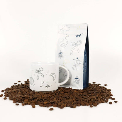 Bundle Tasse & Kaffee „La vie“ – Ganze Bohne, 250 g
