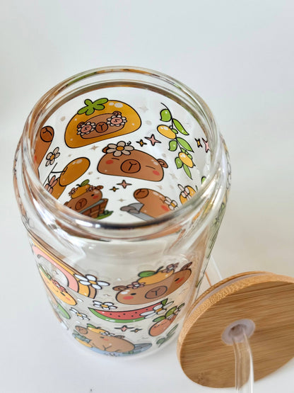 Cute Cloud Trinkglas mit Deckel und Strohhalm