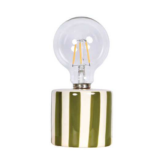 Khaki Stripe LED Keramiklampe