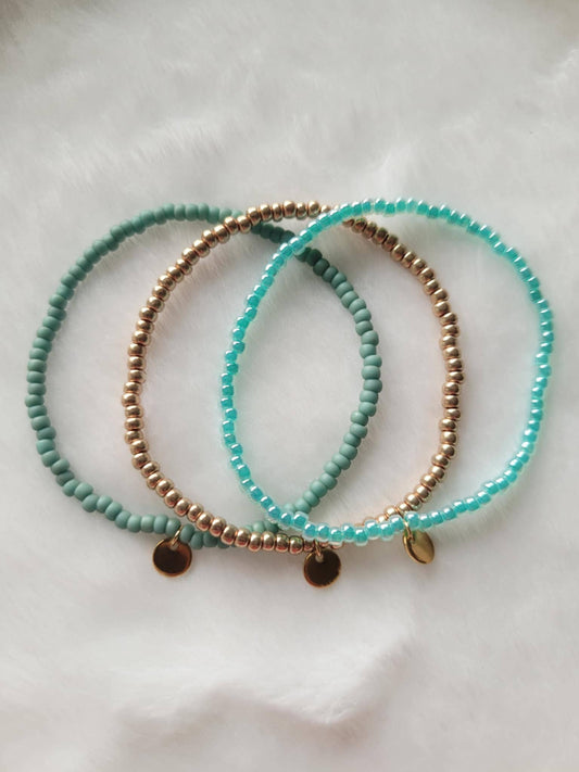Miyuki Armband-Set – Grün/Gold