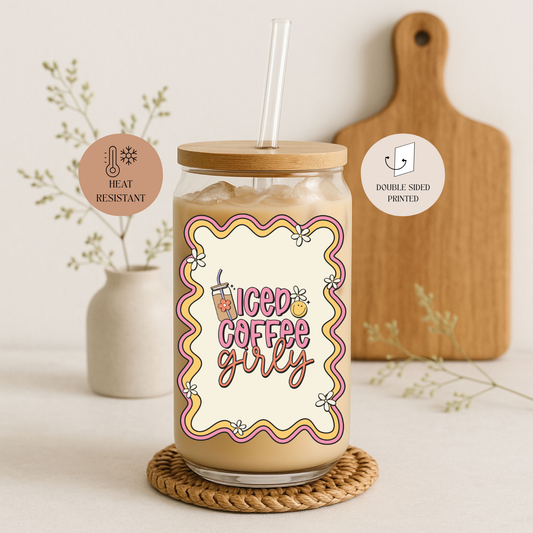 Glasbecher 550 ml – Iced Coffee Girly