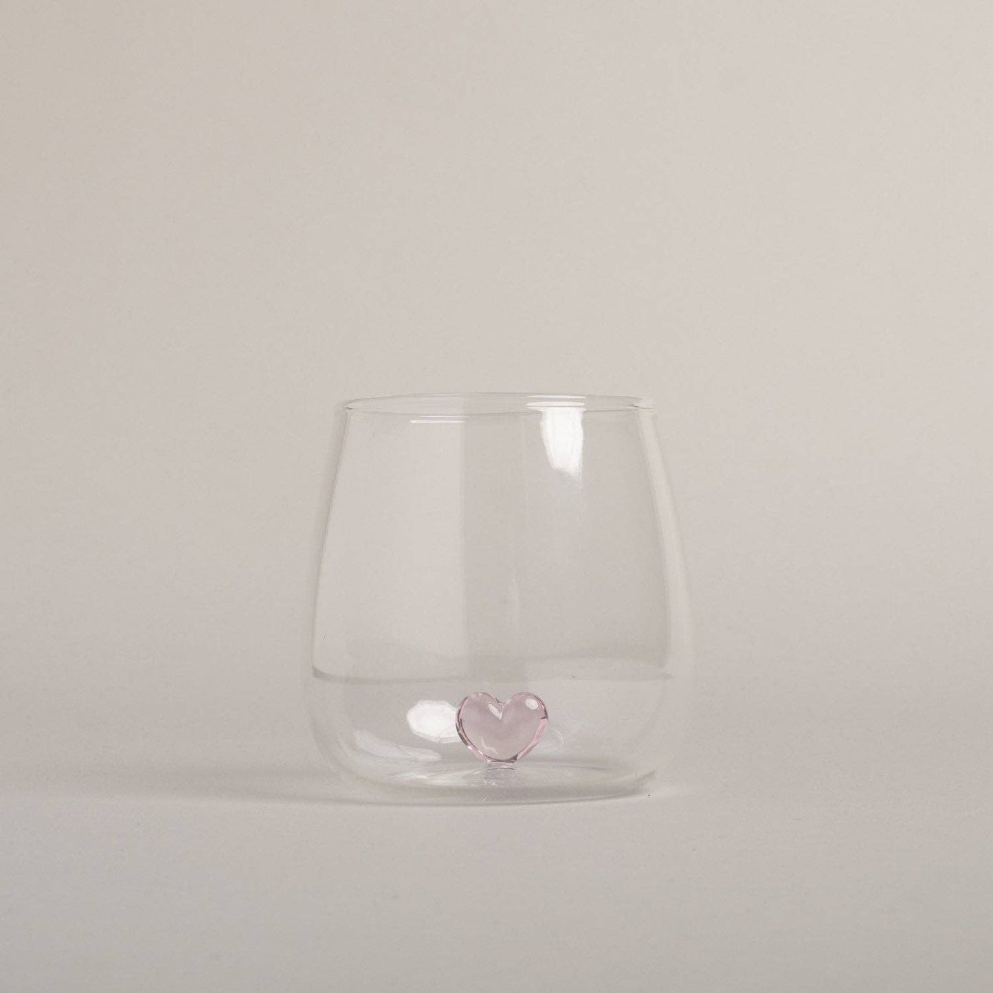 Trinkglas Herzfigur Rosa