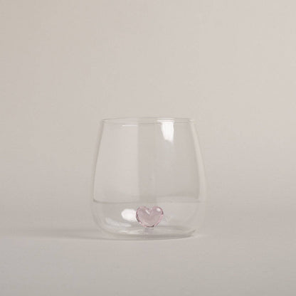 Trinkglas Herzfigur Rosa