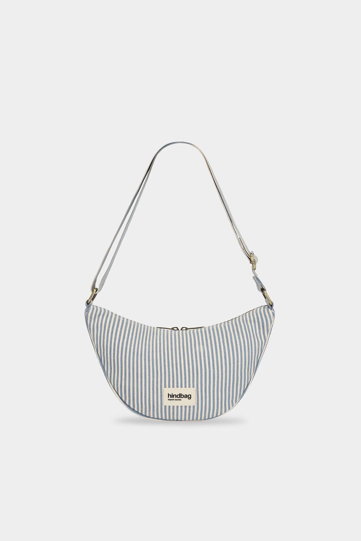 Hindbag Halbmondtasche Andrea – Blau gestreift