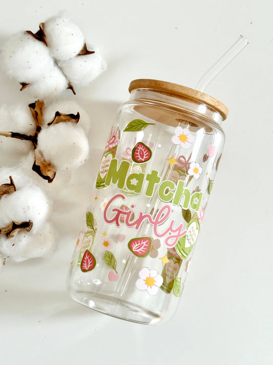 Glasbecher 550 ml – Matcha Girly