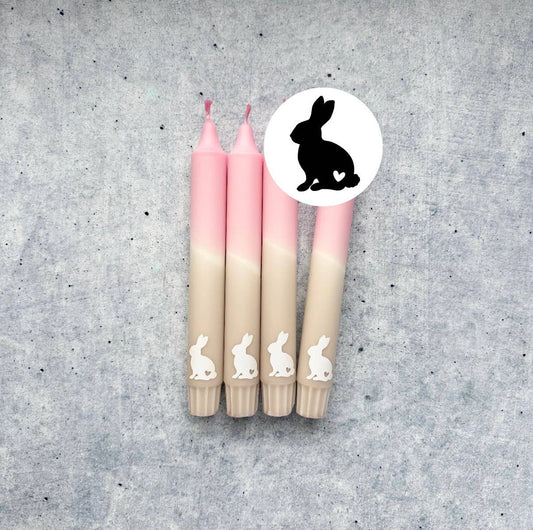 Dip Dye Osterkerze „Easter Bunny“ – Beige & Rosa