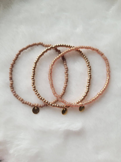 Miyuki Armband-Set: Beige/Gold