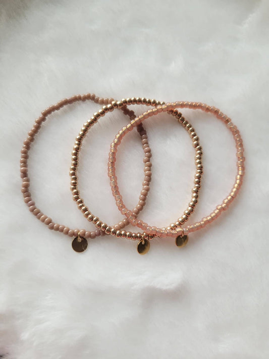 Miyuki Armband-Set: Beige/Gold