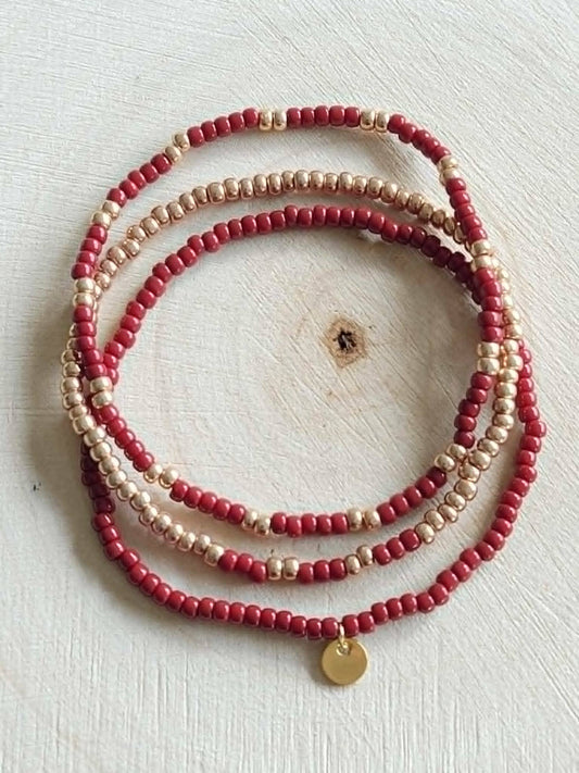 Miyuki Armband-Set: Rot/Braun