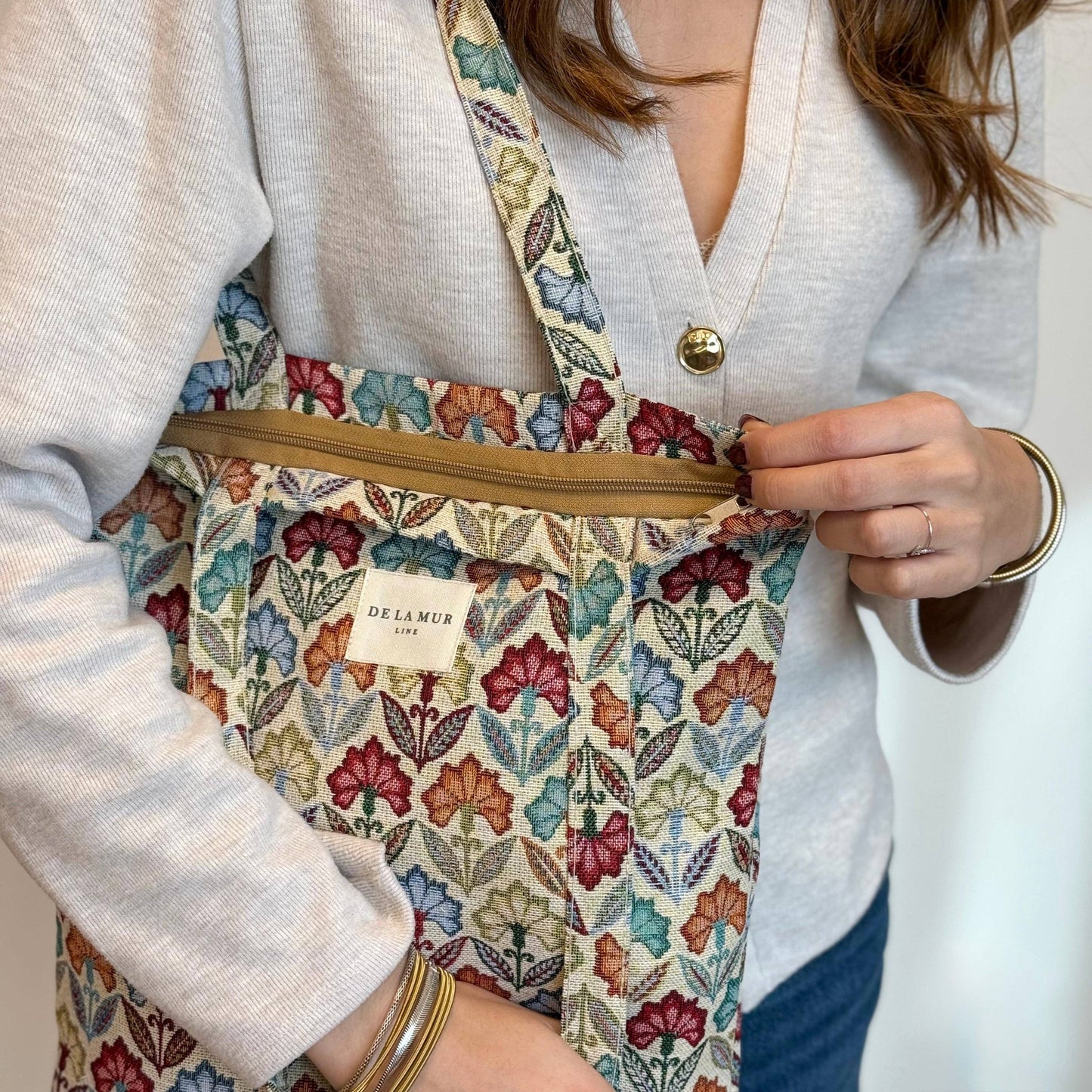 De La Mur Line Tote Bag FLORA – Blumenmuster