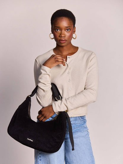 Bianca Veloursleder‑Handtasche Schwarz
