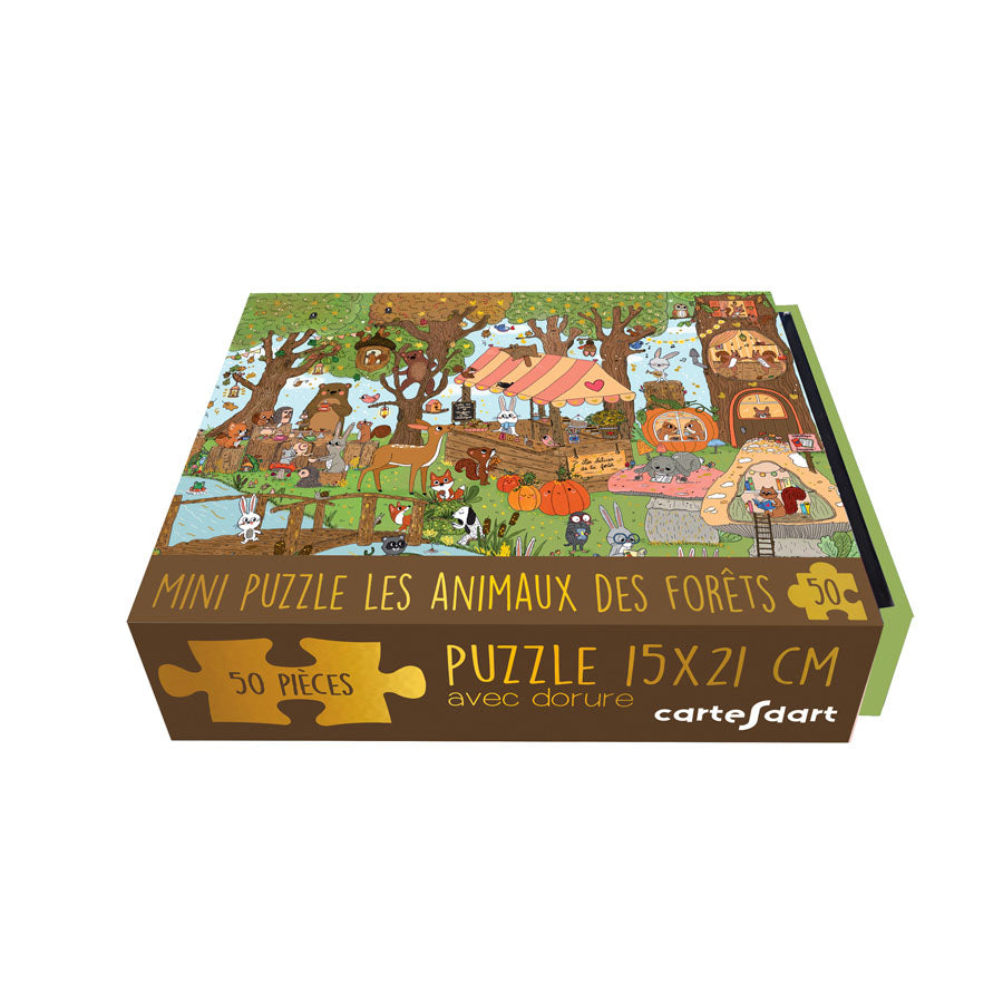 Cartes d’Art Mini-Puzzle – Tiere auf der Waldlichtung