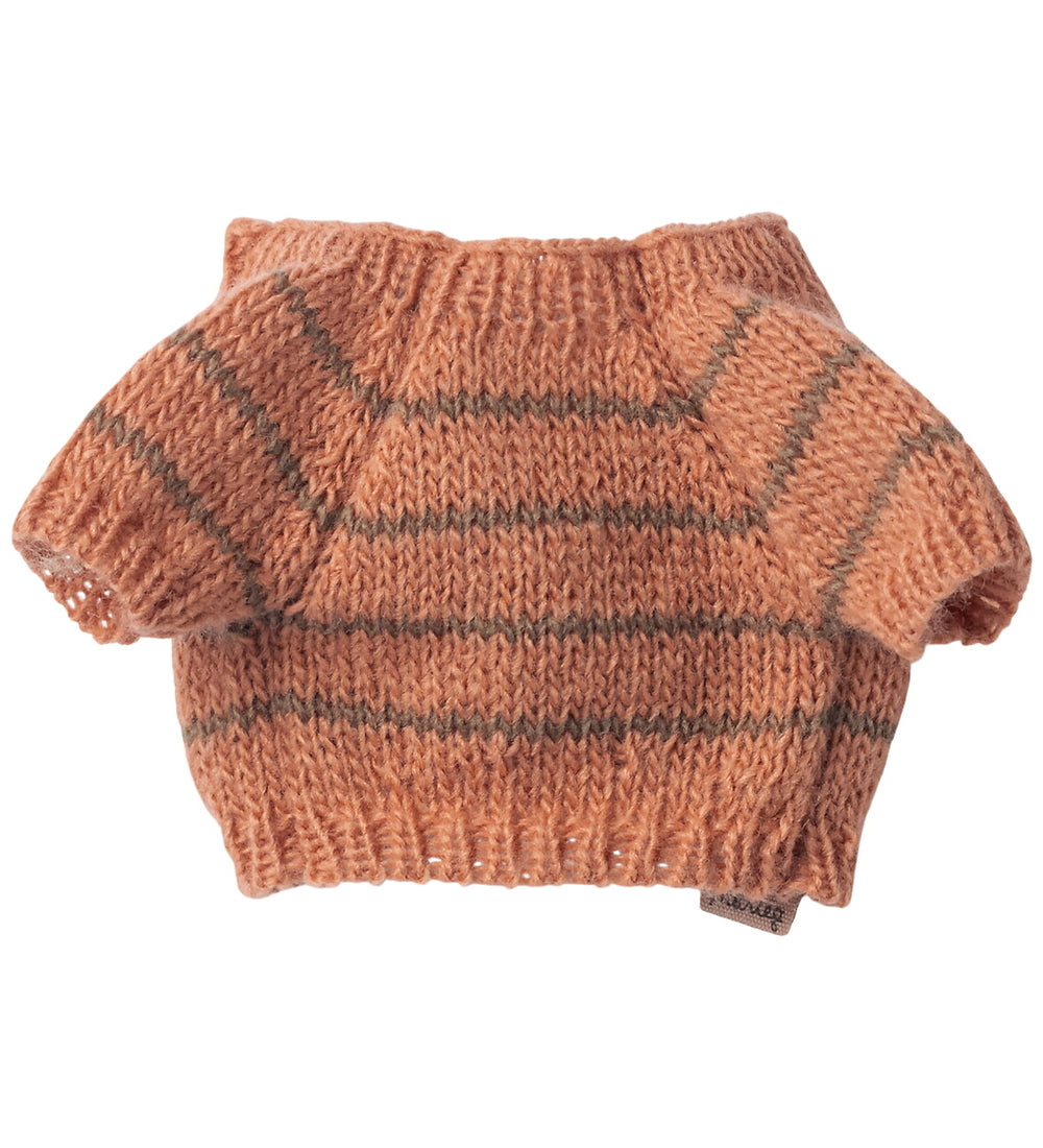 Maileg Strickpullover für Hund – Klein – Koralle gestreift