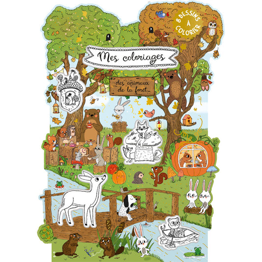 Cartes d’Art Mal- und Stickerset – Tiere auf der Waldlichtung