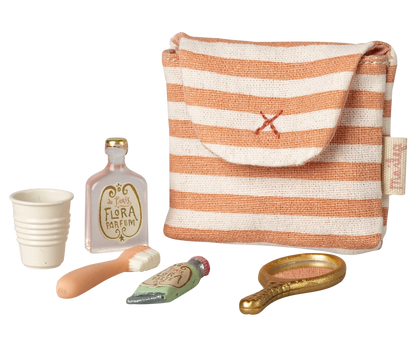 Maileg Zahnbürsten-Set in Tasche – Maus – Rot gestreift