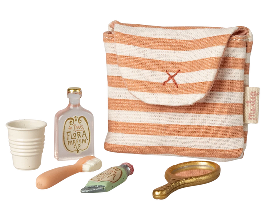 Maileg Zahnbürsten-Set in Tasche – Maus – Rot gestreift
