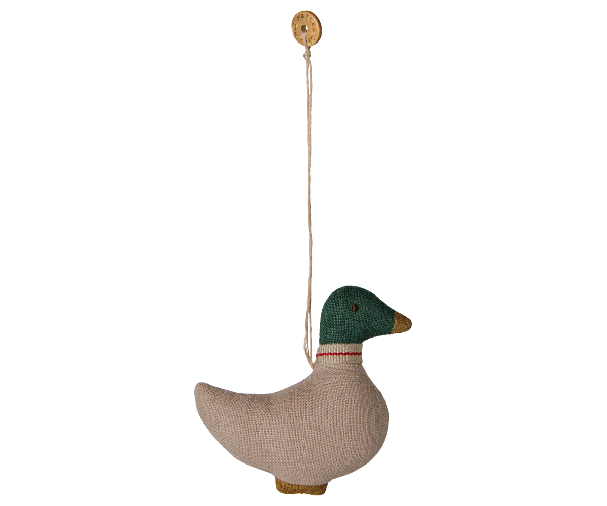 Maileg Weihnachtsanhänger Ente aus Stoff – Grün/Sand