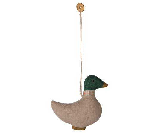 Maileg Weihnachtsanhänger Ente aus Stoff – Grün/Sand