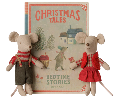 Maileg Weihnachts-Zwillingsmäuse – Kleine Schwester & Kleiner Bruder im Buch