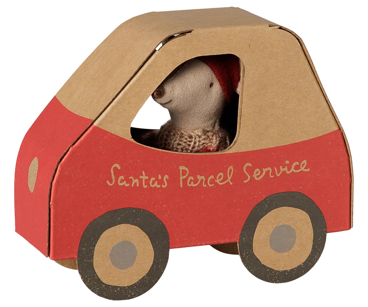 Maileg Weihnachtsmaus Kleine Schwester im Autokarton