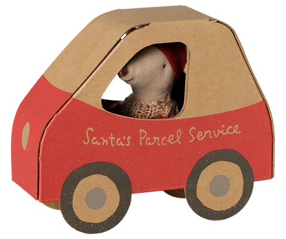 Maileg Weihnachtsmaus Kleine Schwester im Autokarton