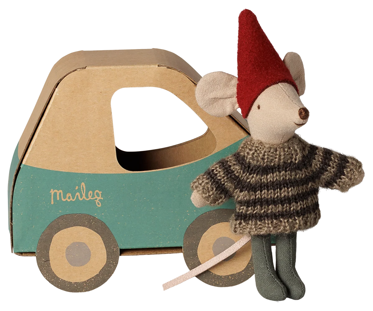 Maileg Weihnachtsmaus Kleiner Bruder im Autokarton