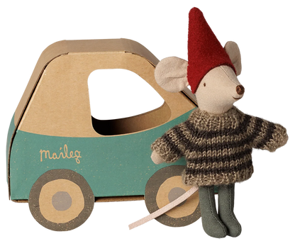Maileg Weihnachtsmaus Kleiner Bruder im Autokarton